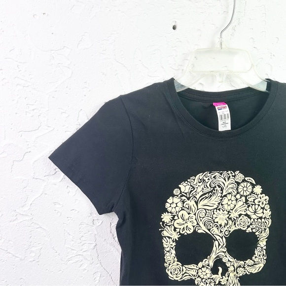 Black Mexico Skull Short Sleeve Fitted Vacation Graphic T-shirt Medium - Picture 3 of 5